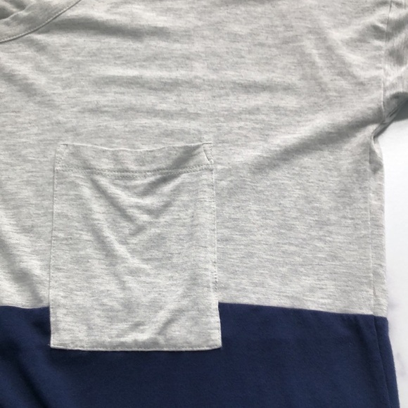 Club Monaco Colorblock Gray and Navy Blue Long Sleeve Top Size Small Oversized - Picture 11 of 13